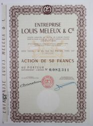 Акция Компания Louis Meleux et Cie, 50 франков, Франция